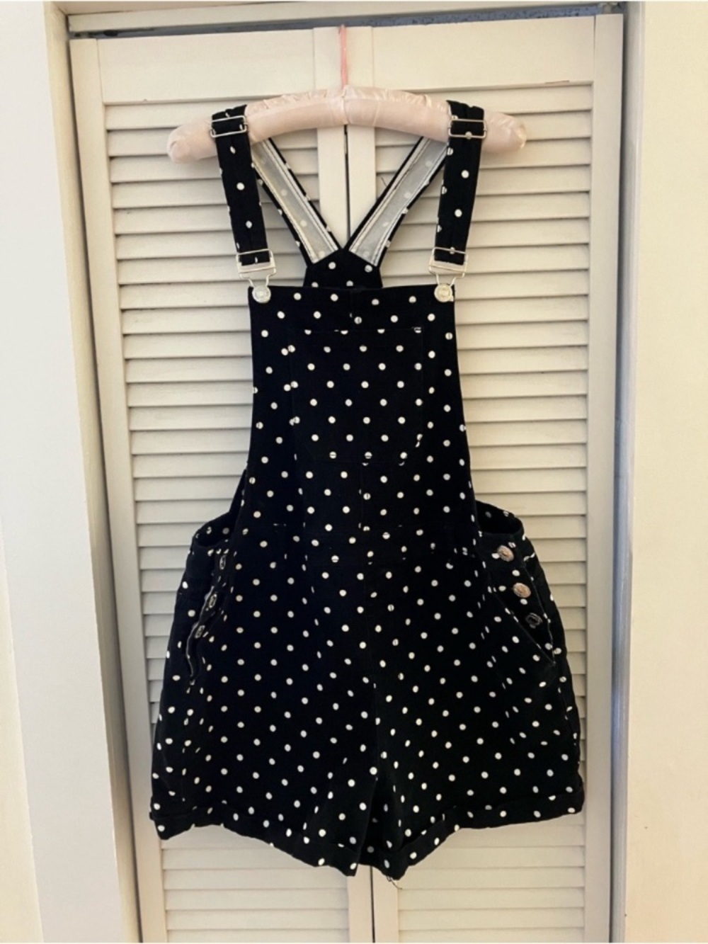 Forever 21 Polka Dot Short Black and White Overalls Size 14